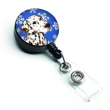 Teacher'S Aid Dalmatian Winter Snowflakes Holiday Retractable Badge Reel TE712201